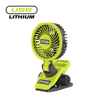 Ryobi RCF4-0 4V Akumulátorový ventilátor s klipsem USB LITHIUM™, 3 režimy foukání bez AKU