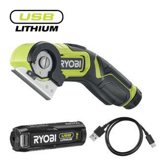 Ryobi RCT4-120G, 4V kotoučový řezák USB Lithium+, 1x řezací nůž, 1x 2.0Ah akumulátor