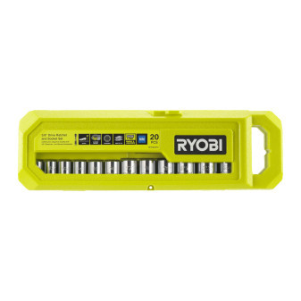 Ryobi RHRS20PC 20-dílná 3/8” sada ráčny a nástrčných klíčů