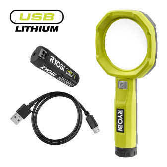 Ryobi RML4-120G 4V Akumulátorové zvětšovacé světlo USB LITHIUM™, 2,0Ah akumulátor (RB420)