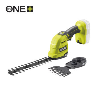 Ryobi RY18GSA-0, 18V One Plus ™ nůžky na trávu/zastřihávač trávy a keřů 2v1, odolné nože z oceli