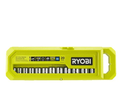 Ryobi RHRS20PC 20-dílná 3/8” sada ráčny a nástrčných klíčů