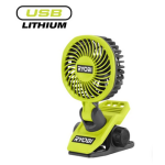 Ryobi RCF4-0 4V Akumulátorový ventilátor s klipsem USB LITHIUM™, 3 režimy foukání bez AKU